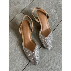 A New Day Embellished Pointed Slingback Kitten Heels Size 9 Party Sparkle
